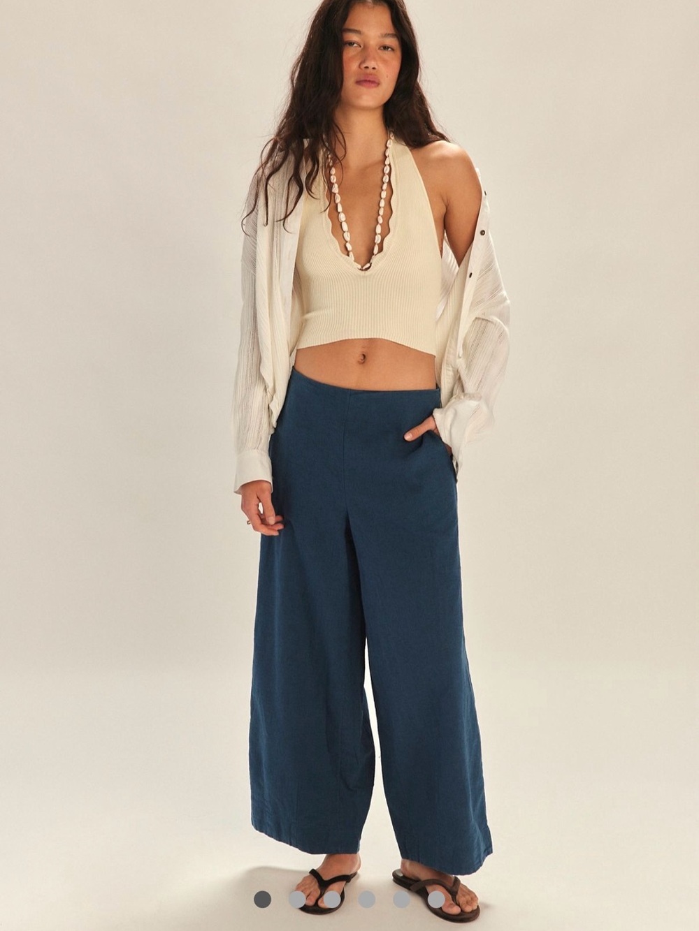 Free people free-est Demi cotton Linen-Blend Pants in sailor blue